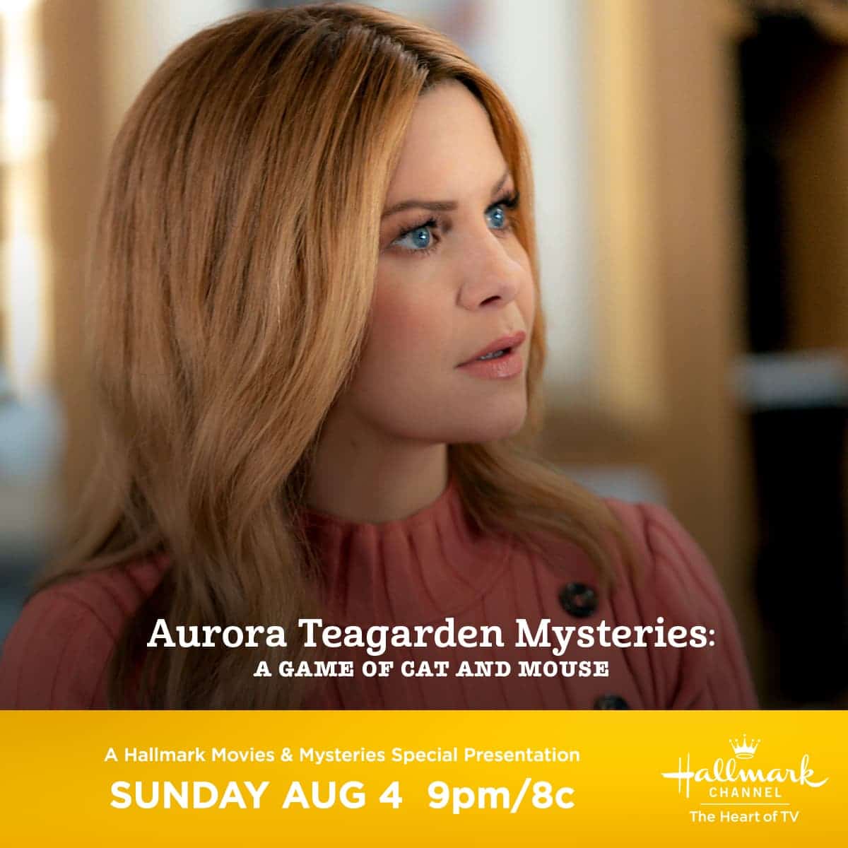 Hallmark Movies & Mysteries "Aurora Teagarden Mysteries: A Game of Cat and Mouse" Premiering this Sunday, August 4th