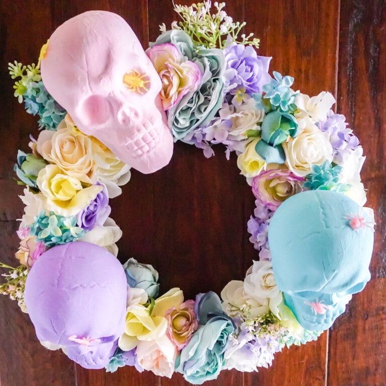 This DIY Pastel Skull Wreath for Halloween is a Fun Twist