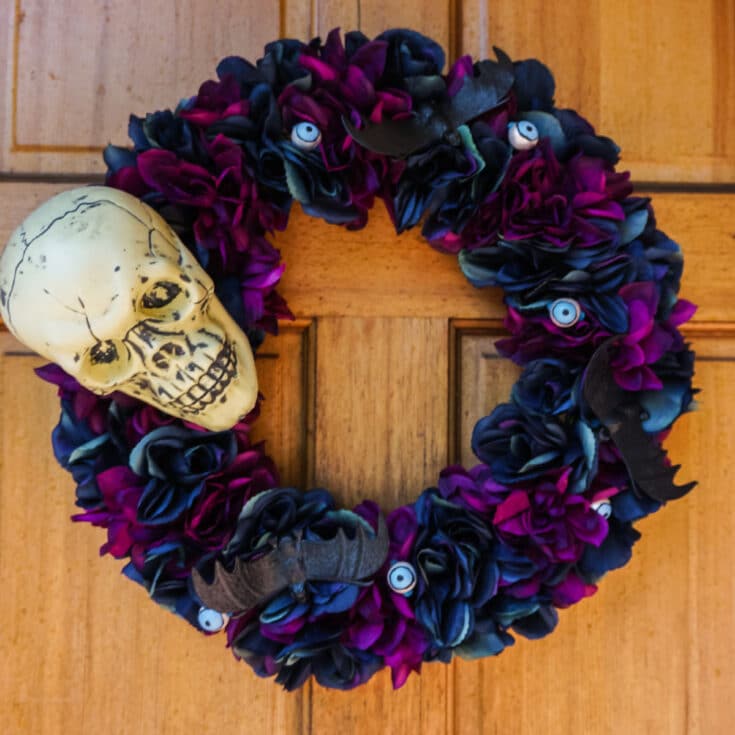 Floral Skull Halloween Wreath