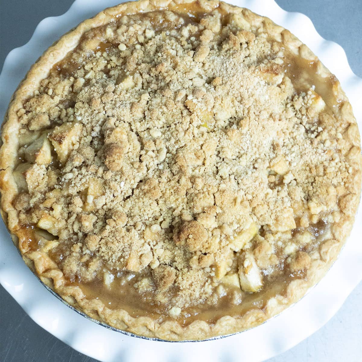 overhead view of apple pie