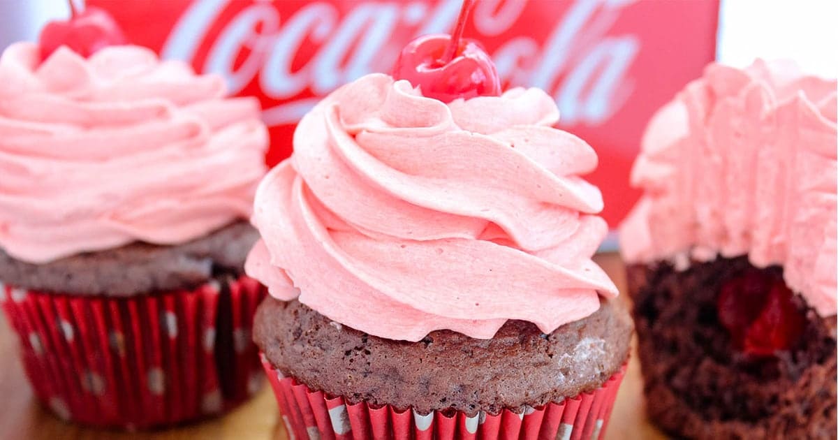 cherry coke cupcake closeup