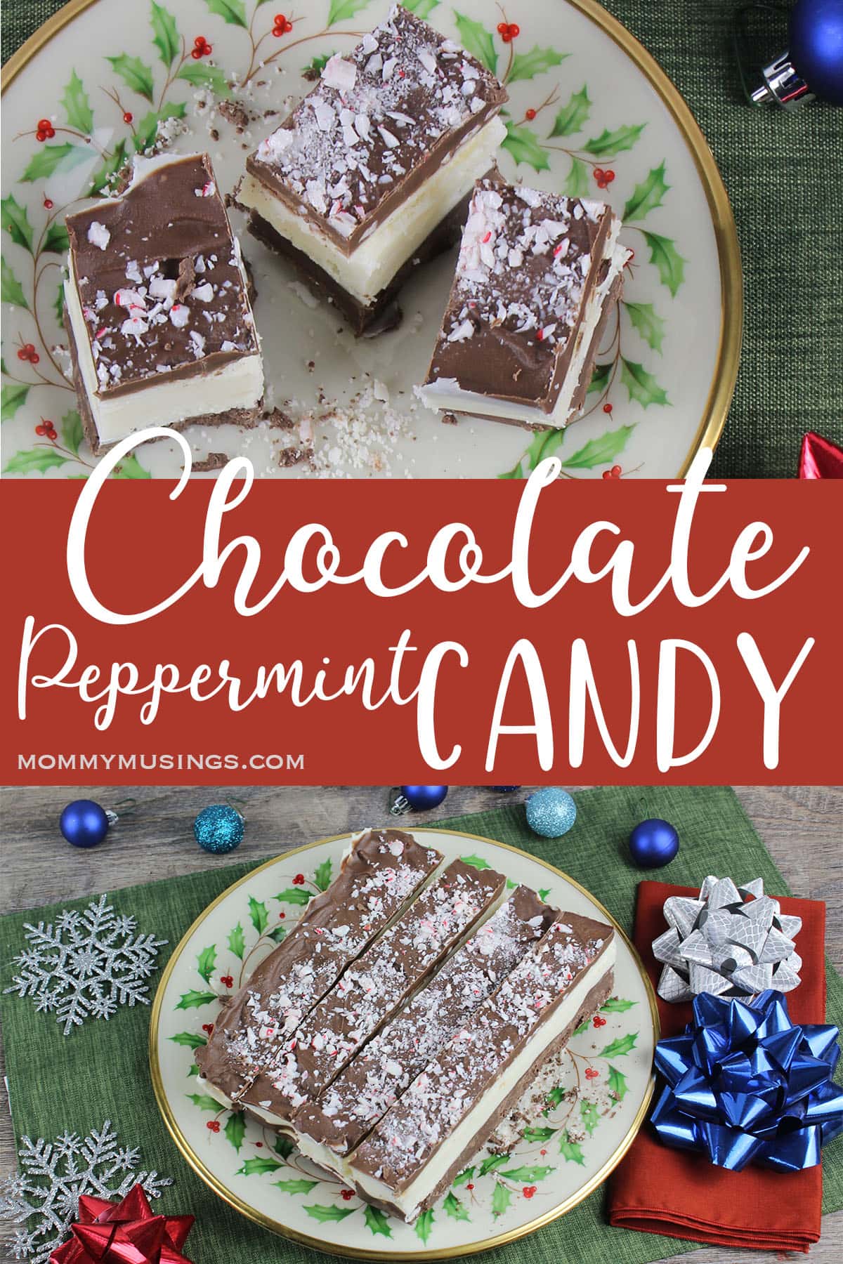 photo collage of chocolate peppermint candy recipe