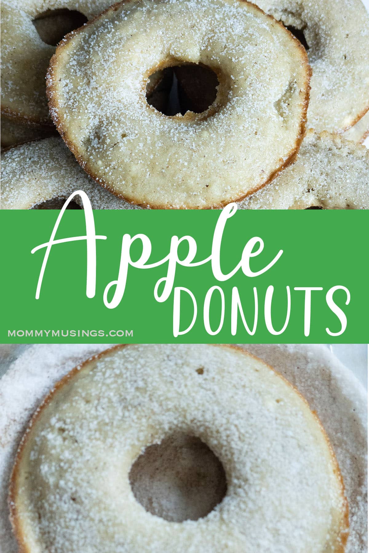 photo collage of easy recipe to make apple donuts at home