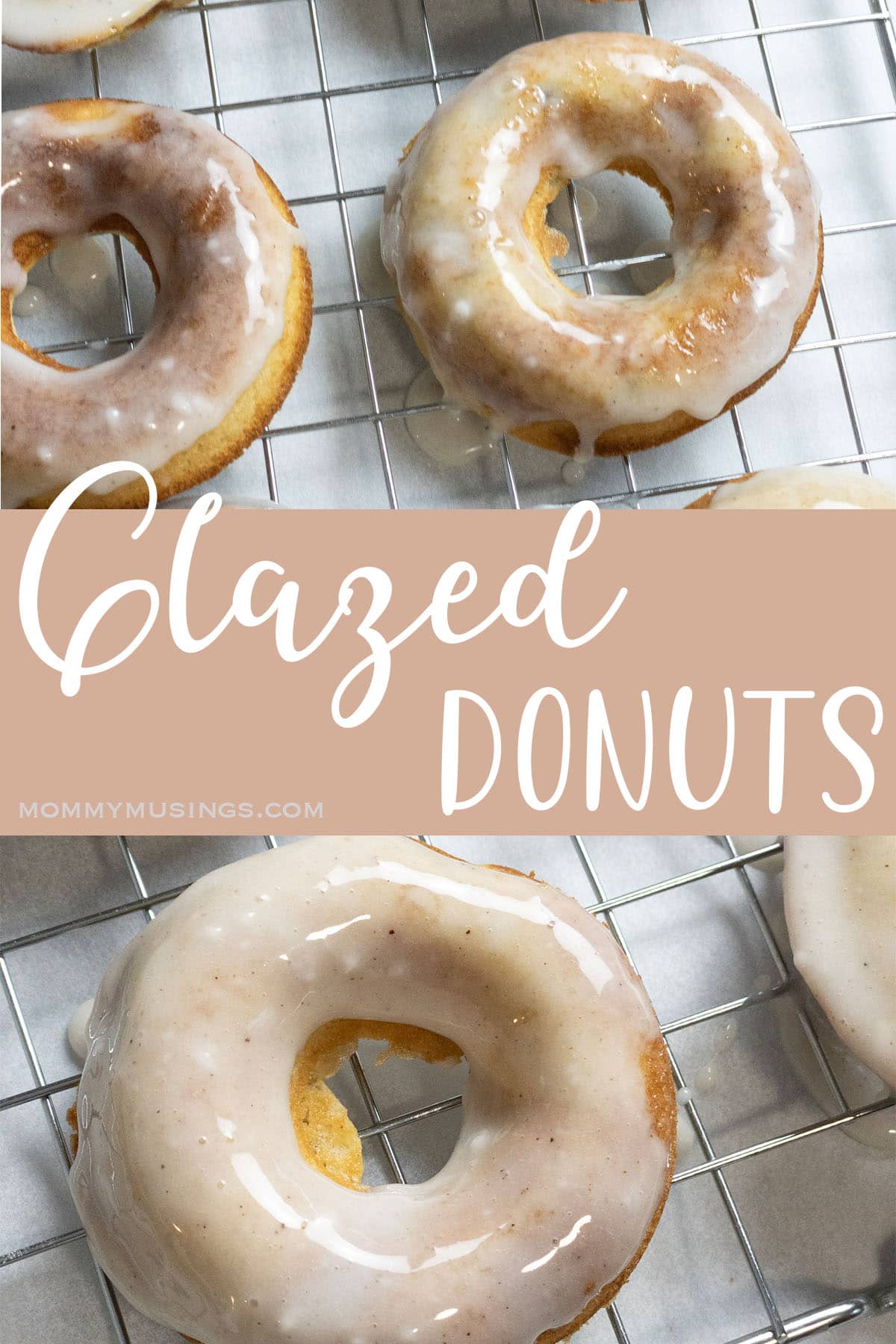 photo collage of homemade donuts with glaze with text which reads glazed donuts