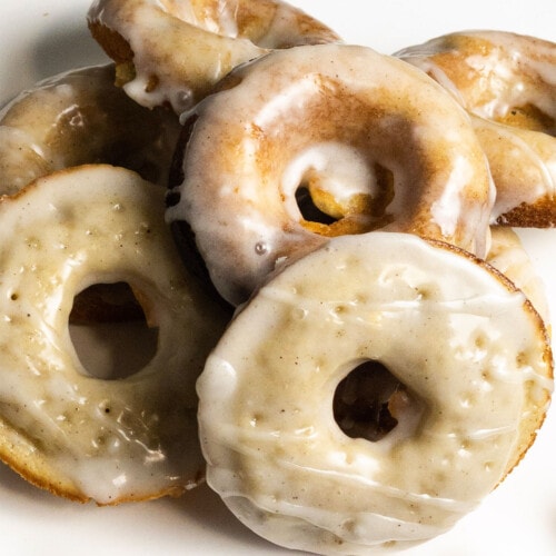 closeup of glazed donuts