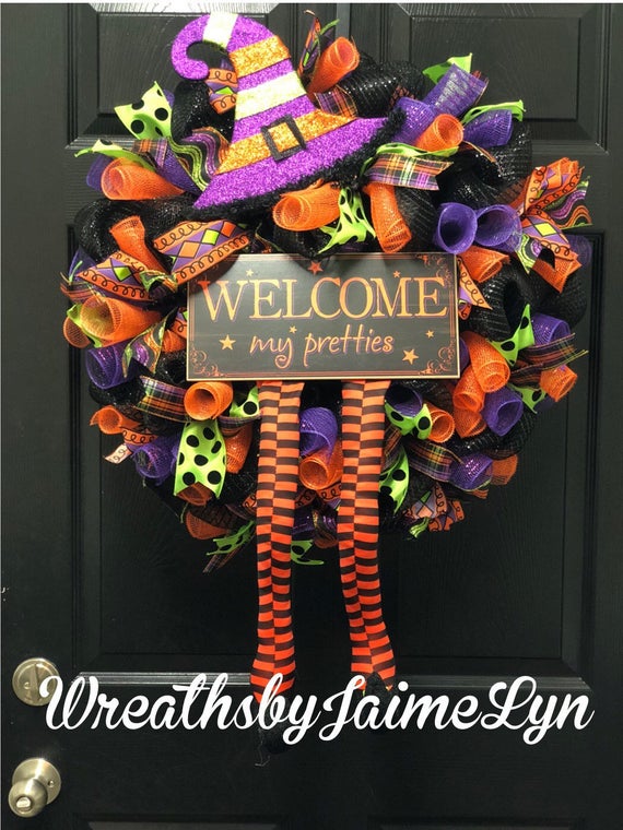 Halloween Wreath Witch wreath Halloween decor Fall Wreath | Etsy