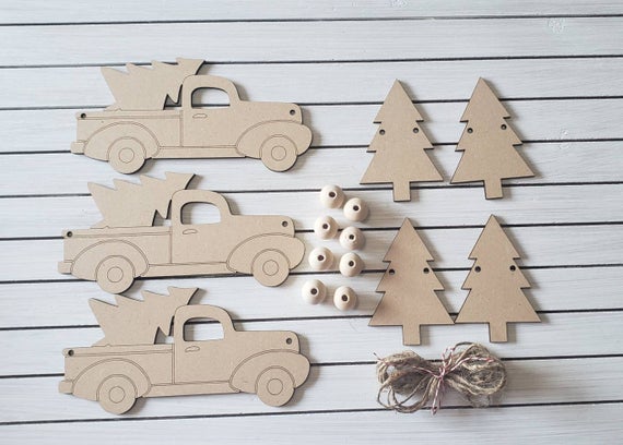 DIY Christmas Truck Tree Farm Banner Wood Kit Farmhouse