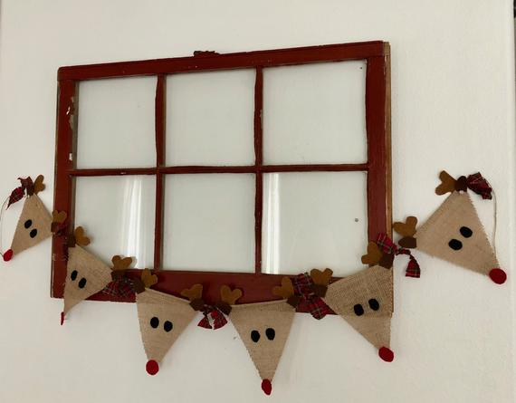 Reindeer Banner Christmas Decoration Burlap Banner Mantel | Etsy