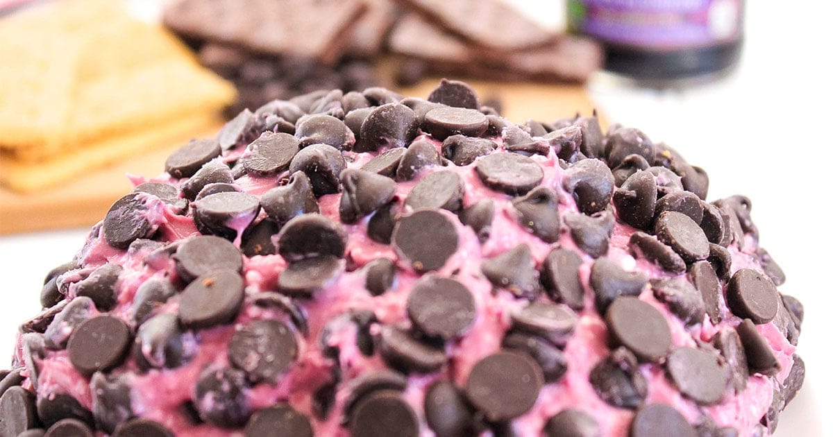 closeup of a raspberry flavored cheesecake ball