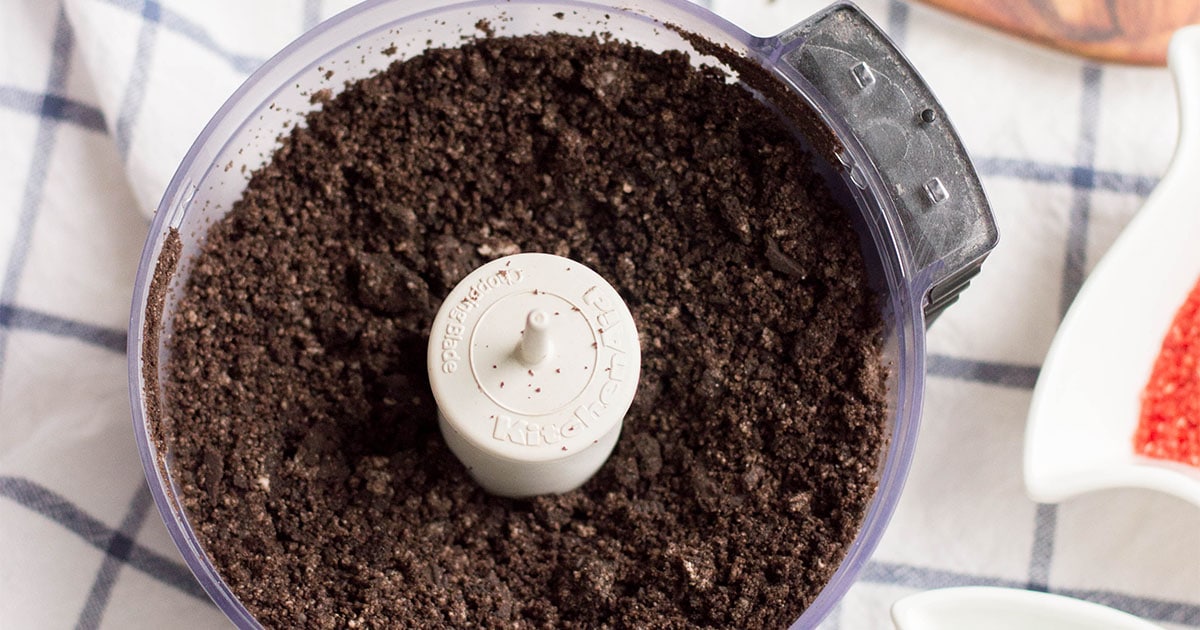 Processing the Oreos for the recipe.