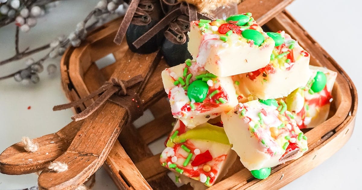 overhead view of grinch fudge recipe