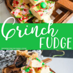 photo collage of easy grinch holiday fudge