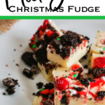 holiday fudge recipe with text which reads mickey christmas fudge