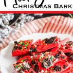 easy recipe for mickey mouse bark with text which reads Mickey Christmas bark