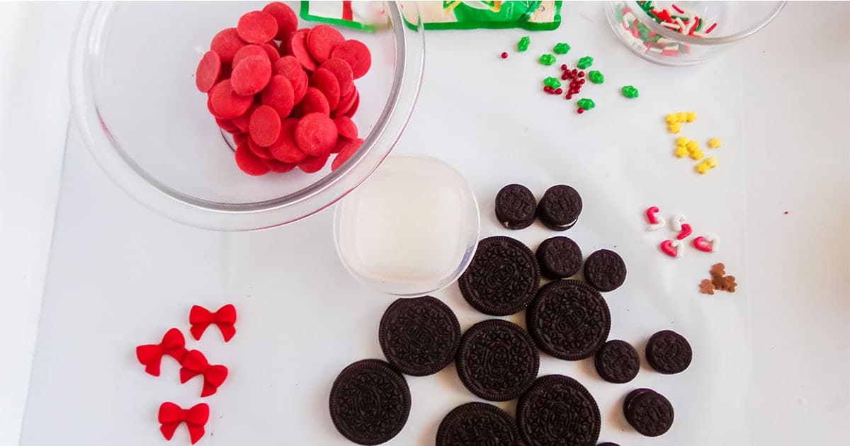 supplies to make mickey mouse christmas cookies