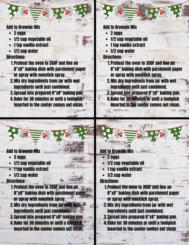 Brownie directions printable