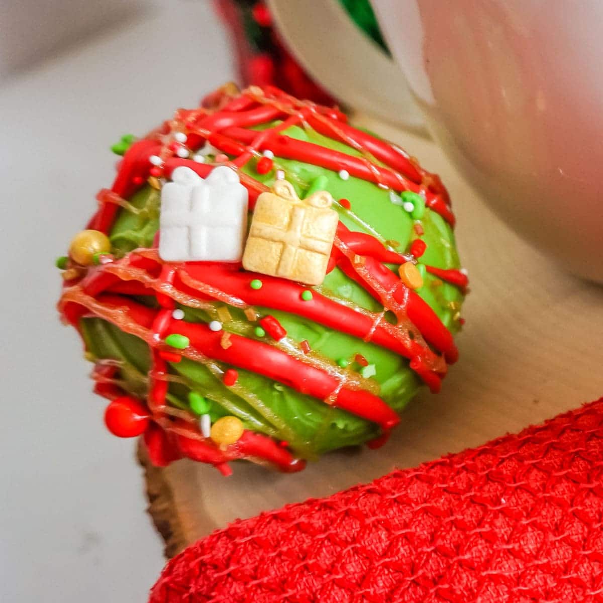 overhead view of Christmas Hot Cocoa Bombs