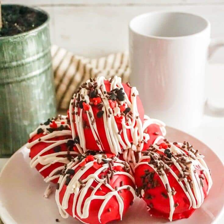 Mickey Hot Cocoa Bombs on a white plate