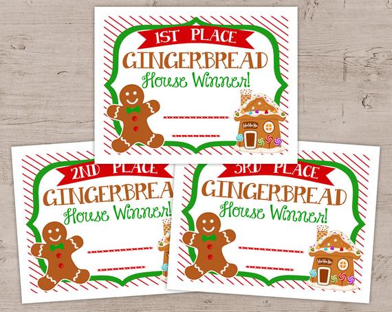 Gingerbread House Awards Certificates Ginger Bread Contest | Etsy