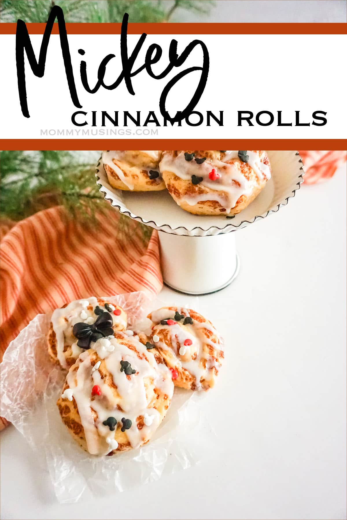 mickey mouse cinnamon rolls with text which reads mickey cinnamon rolls 