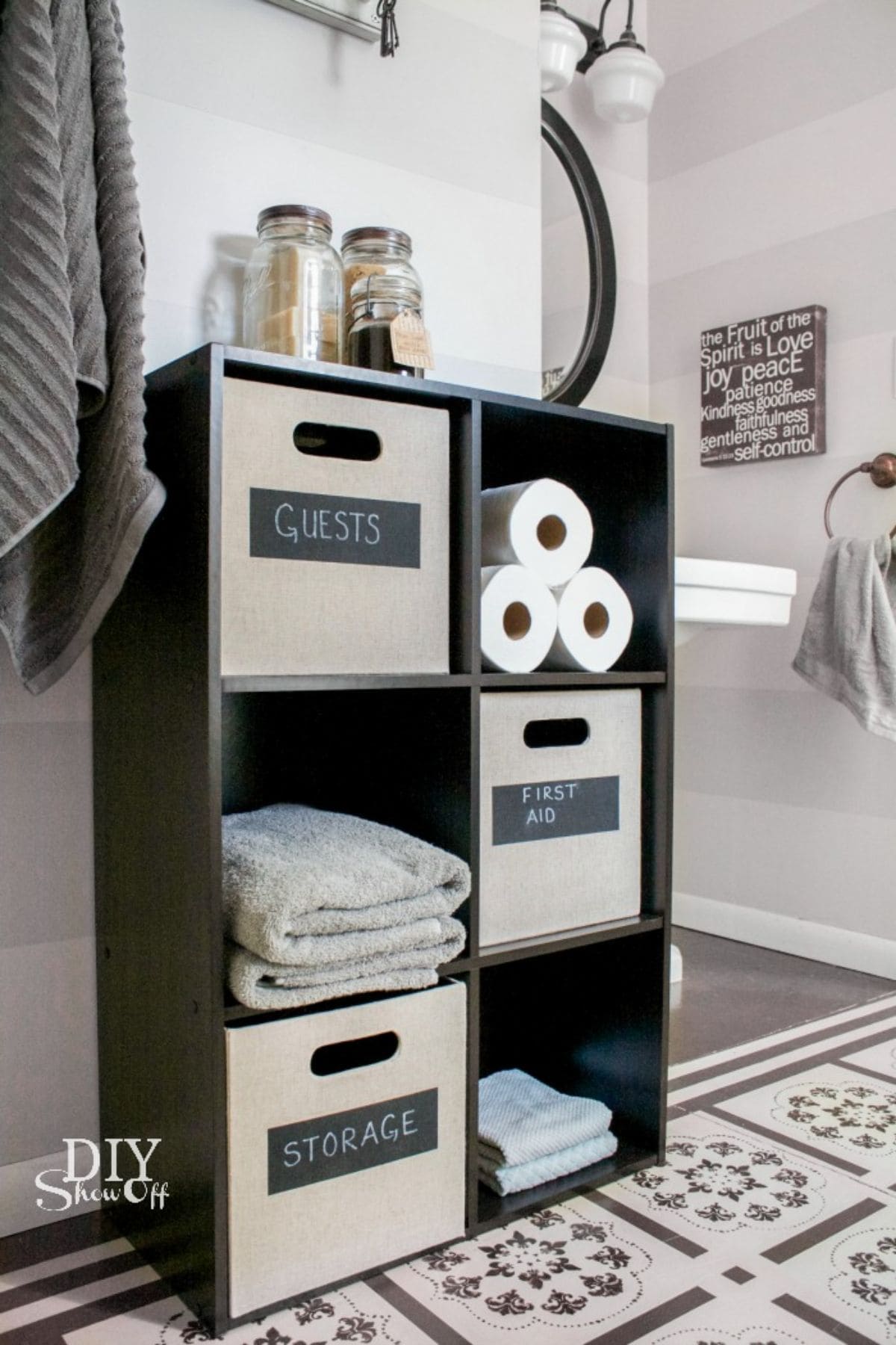 DIY Bathroom Storage Tower