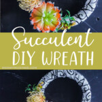 photo collage of DIY Succulent Wreath with text which reads succulent diy wreath