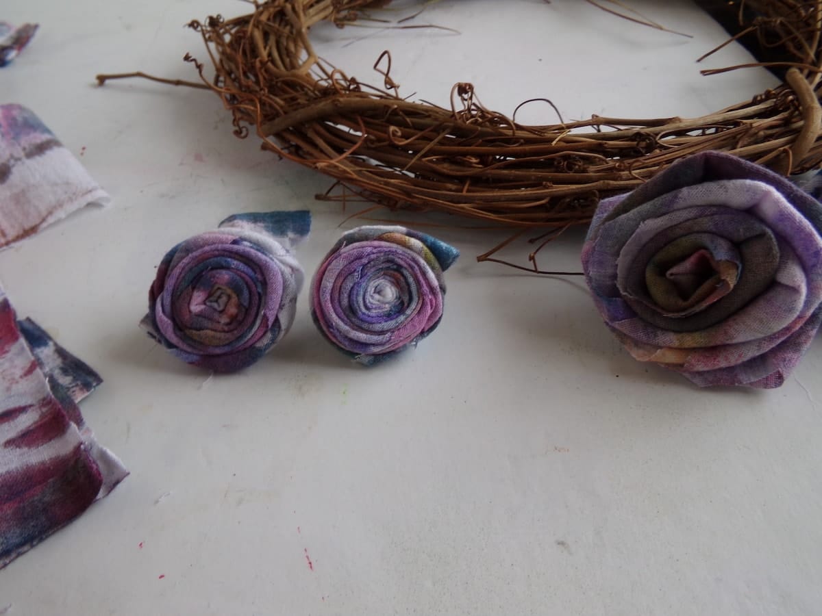 fabric rose wreath