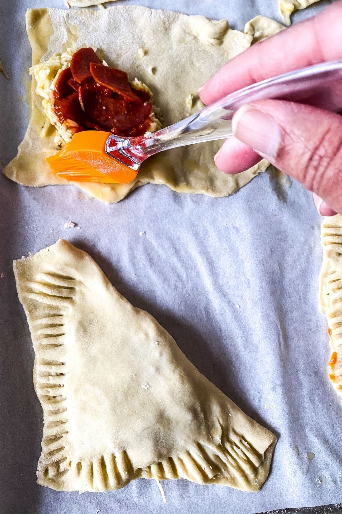 Folding puff pastry pizza snacks