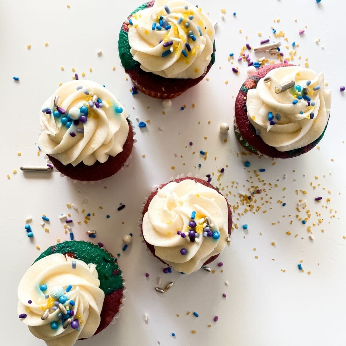 Unicorn cupcake on table