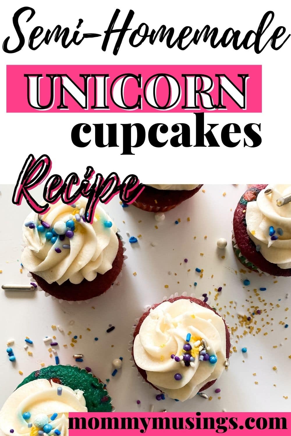 Unicorn cupcake on table