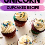 Unicorn cupcake on table