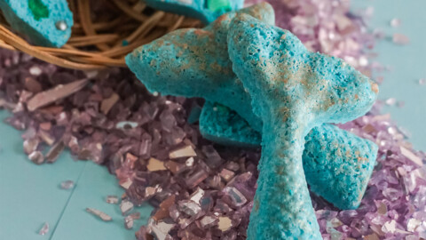 closeup of easy DIY Mermaid Bath Bombs
