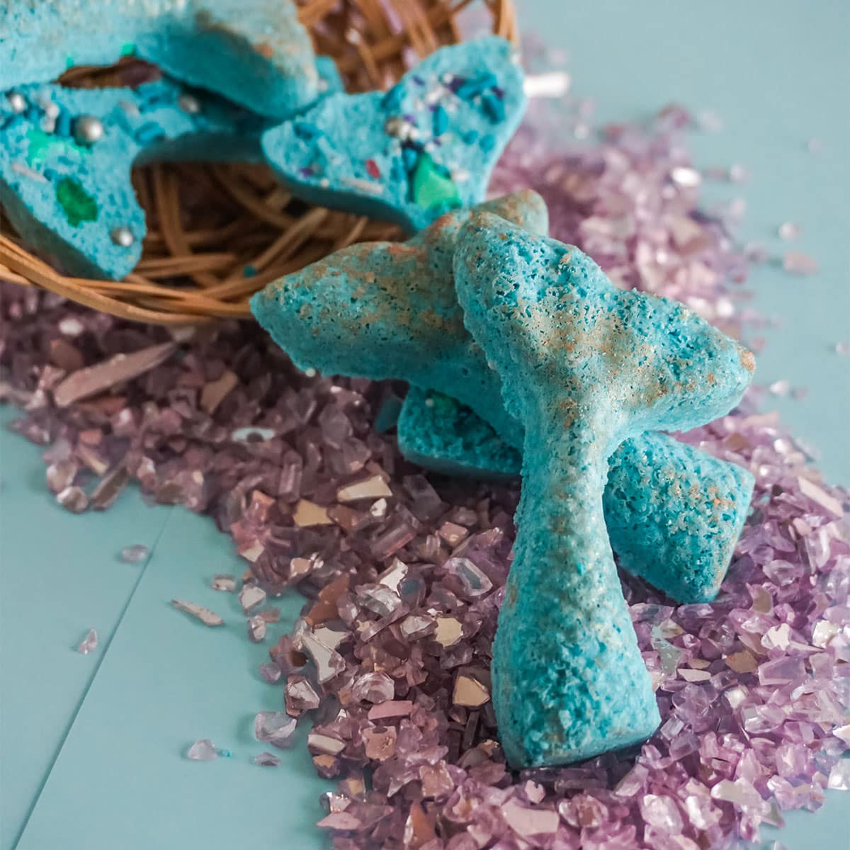 closeup of easy DIY Mermaid Bath Bombs