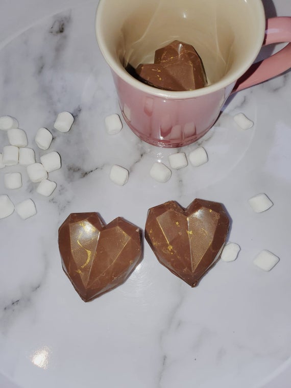 Valentines Day Heart Cocoa Bombs Edible Glitter Hot | Etsy