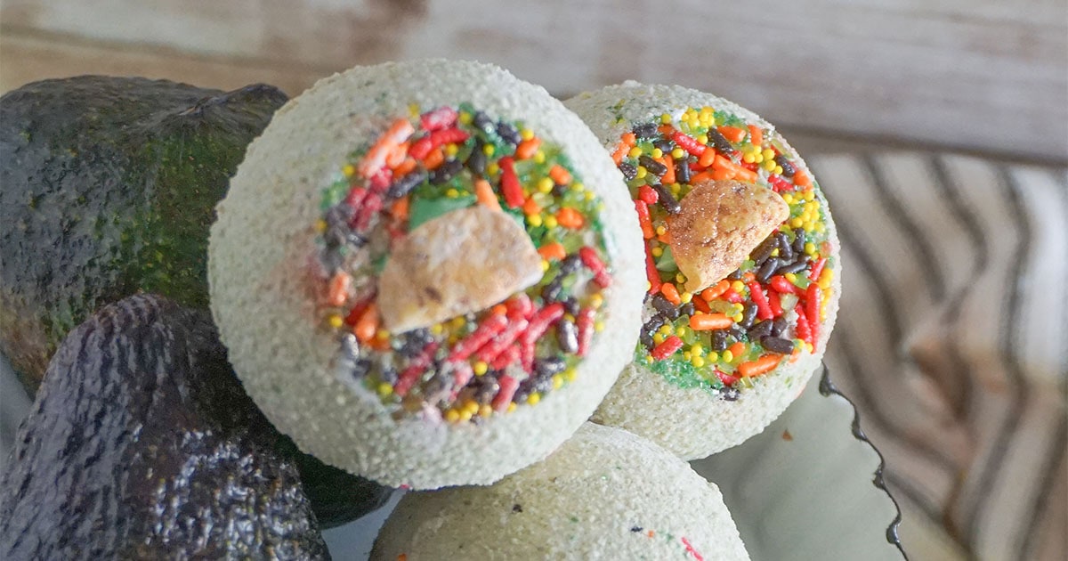 closeup of taco bath bombs