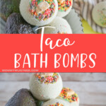 photo collage of taco bath bombs