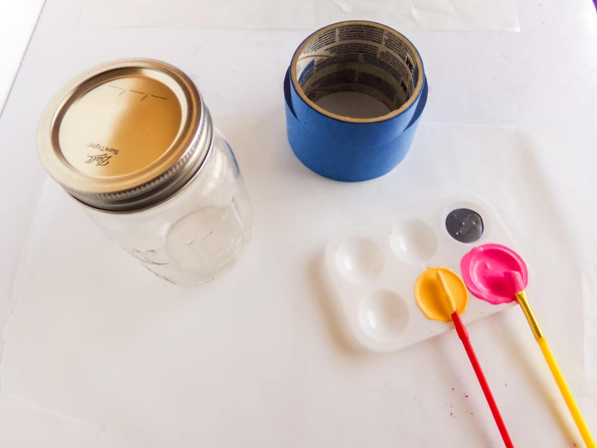 supplies to make a painted pencil mason jar