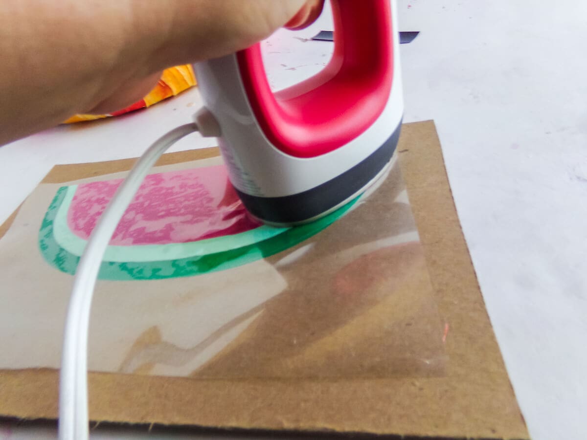 how to use a heat press to make a summer wreath with a watermelon on it