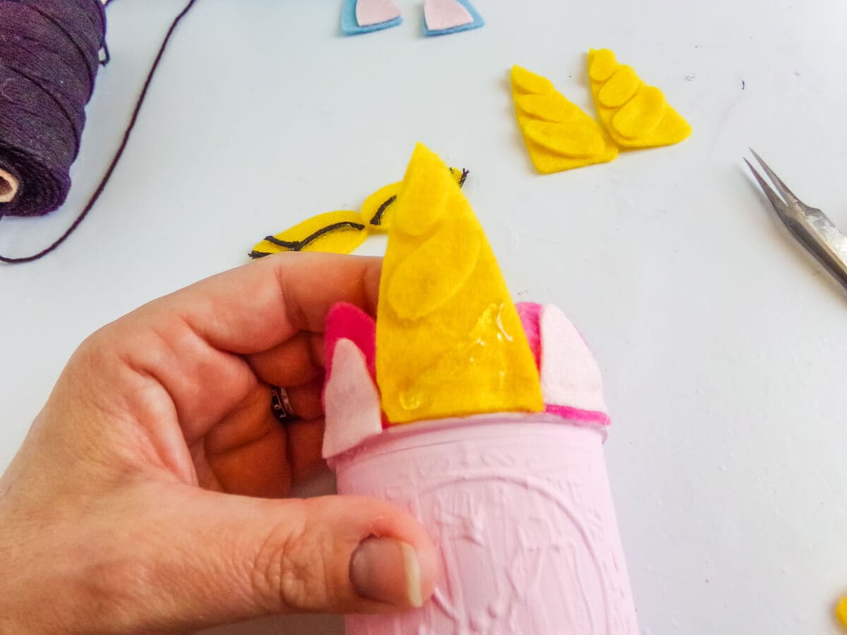 easy diy in-process step of making a unicorn jar