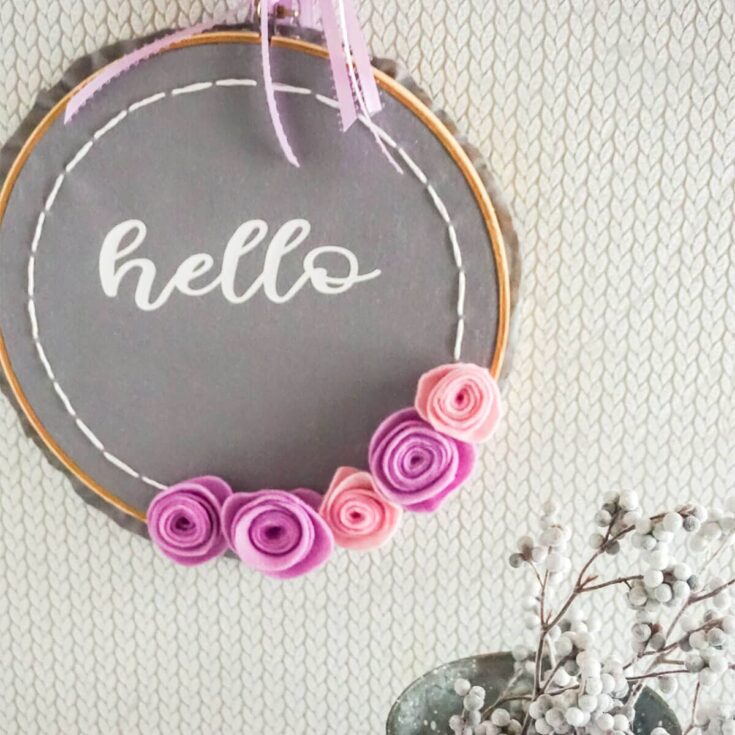 faux embroidery hoop wreath