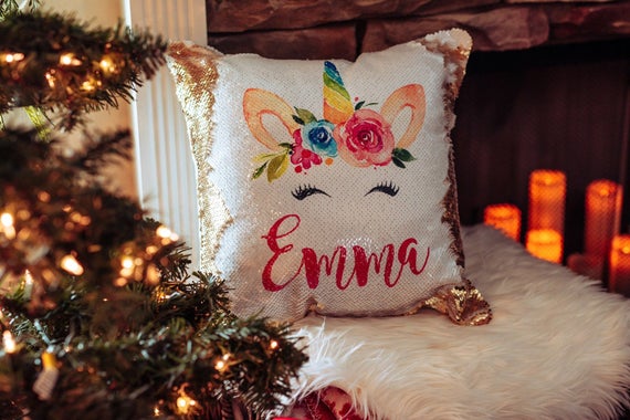 Unicorn Sequin Pillow