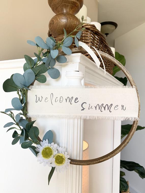 Summer Embroidery Hoop Wreath