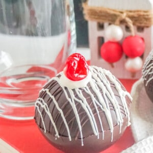 chocolate cherry hot cocoa bombs