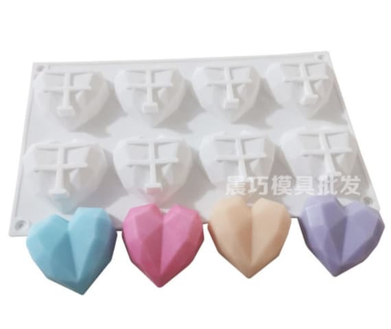 8-cavity Diamond Heart Cake Mold Soap Mold Flexible Mold | Etsy