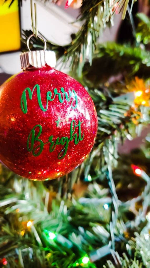 Glass Custom Christmas Ornament Many glitter options | Etsy