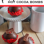 easy hot chocolate bomb recipe with text which reads kit kat hot cocoa bombs