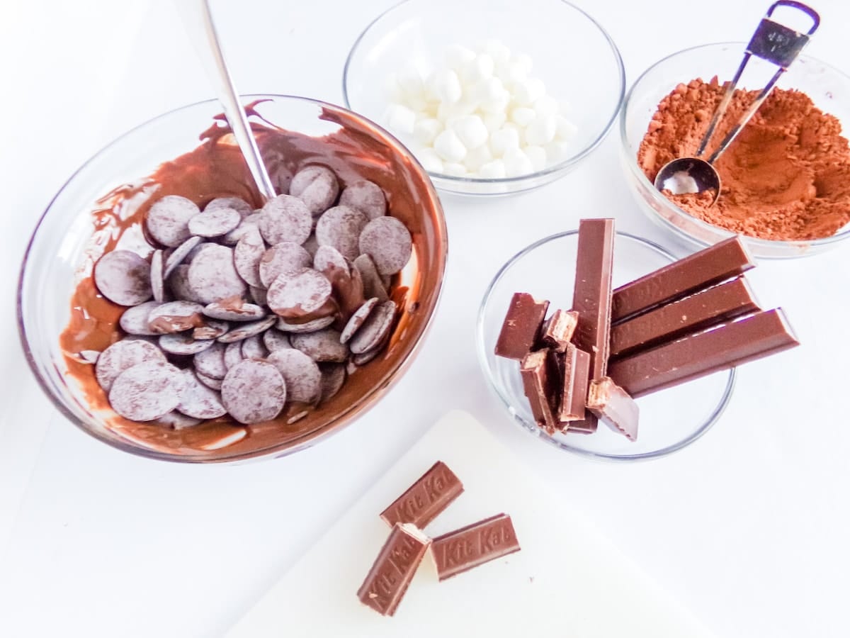 supplies to make kit kat hot cocoa bombs