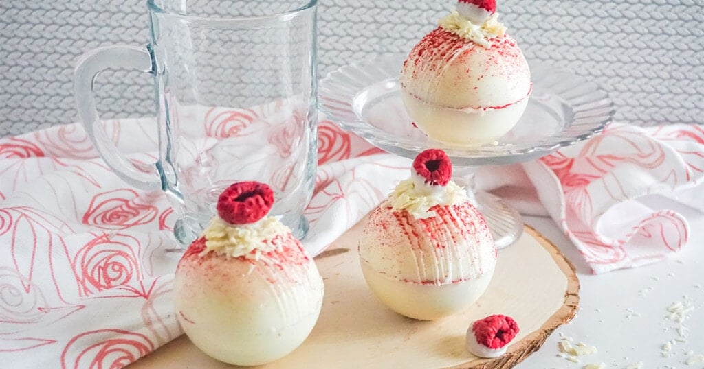 Raspberry White Chocolate Hot Cocoa Bombs