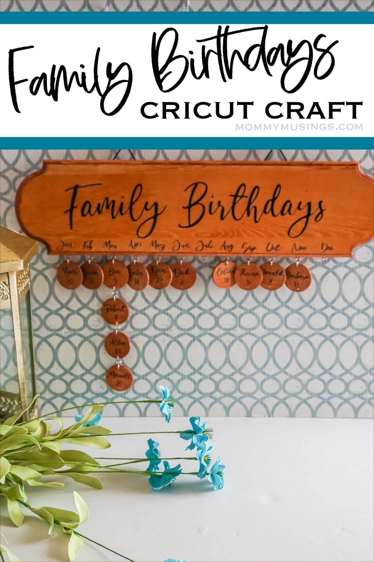 family birthdays plaque with text which reads family birthdays cricut craft