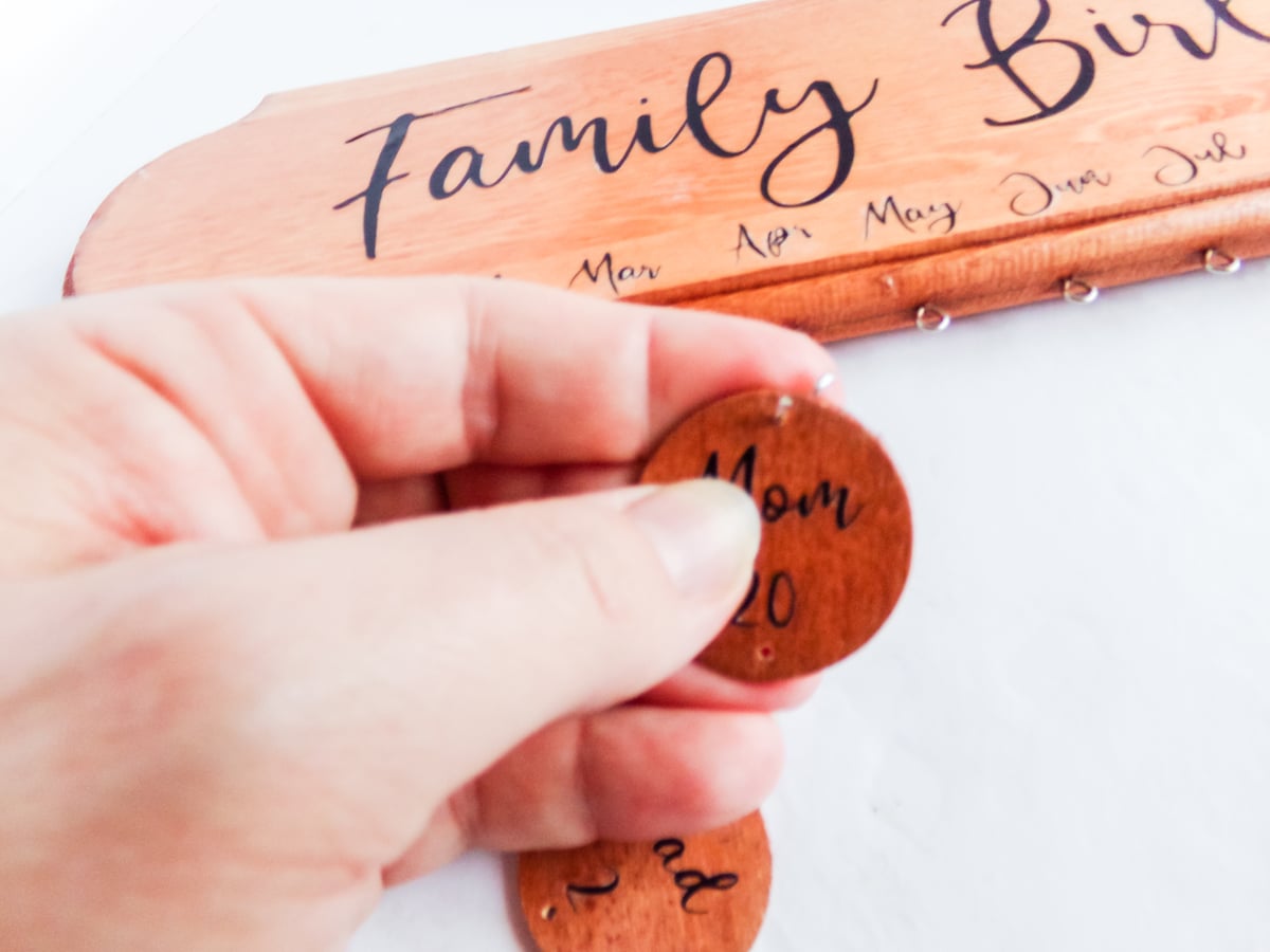 in-process step of making a family birthdays cricut craft